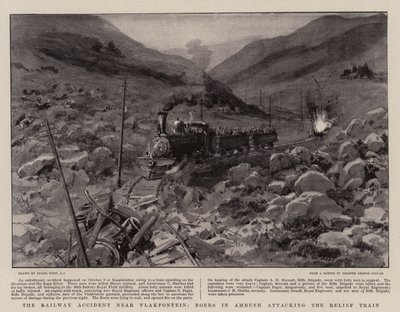 The Railway Accident Near Vlakfontein, Boers in Ambush Attacking the Relief Train by Frank Dadd